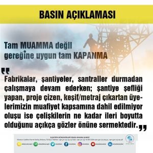 EMO Ankara Şubesi’nden Açıklama