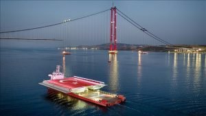 1915 Çanakkale Köprüsü’nün son tabliyesi şantiye alanına getirildi